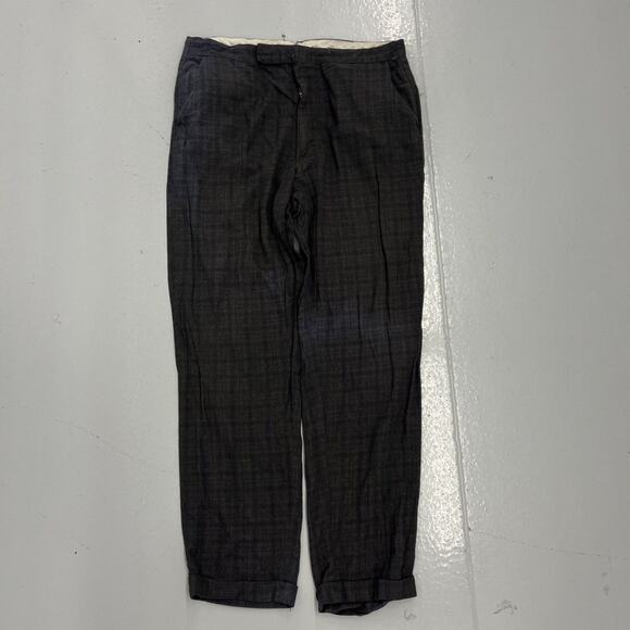 Vintage 60s Levi's Big E Navy Plaid Rayon Trousers 32x27